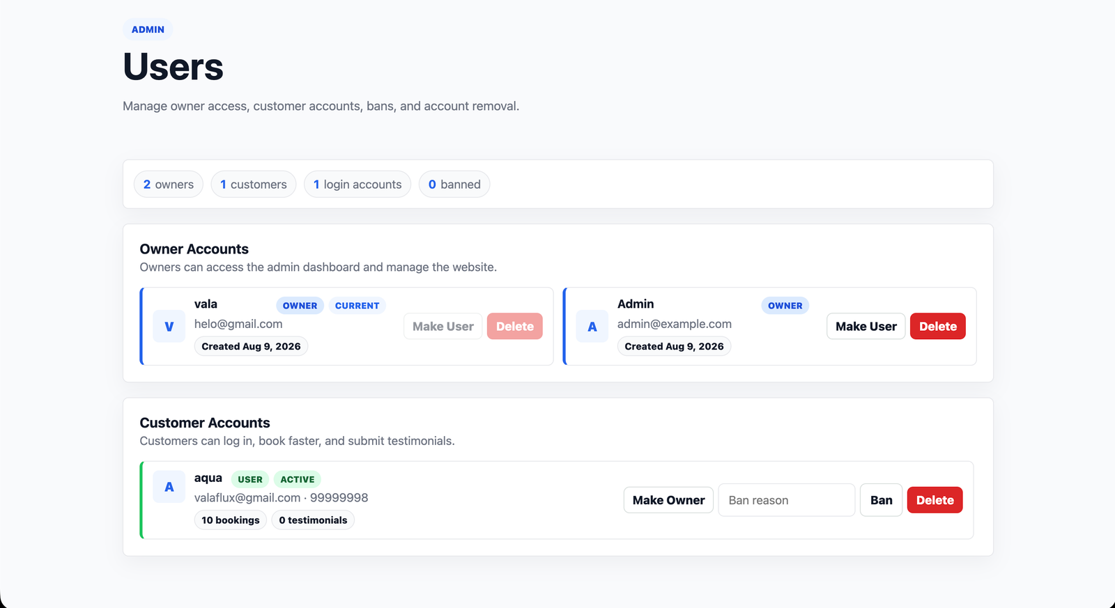 Booking system project media
